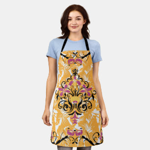 Tablier Art Floral, Fleurs Noires, Vie Hollow