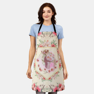 Tablier Art Floral, Fleurs Roses, Dame Du Printemps