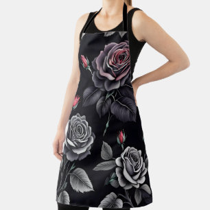 Tablier Art floral Rose noir