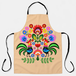 Tablier Art folklorique polonais - motif de broderie flora