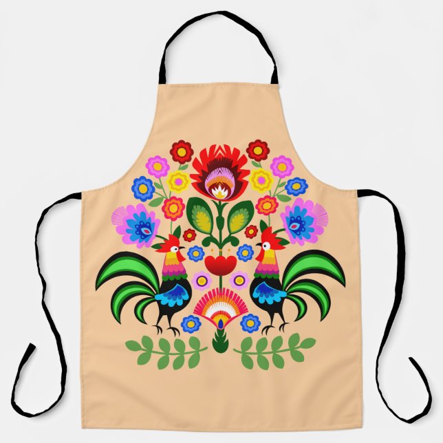 Tablier Art folklorique polonais - motif de broderie flora (Recto)