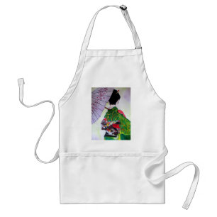 Tablier Art japonais Geisha avec kimono et parapluie