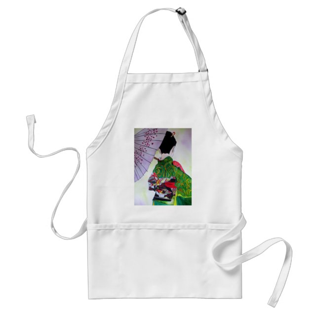 Tablier Art japonais Geisha avec kimono et parapluie (Devant)