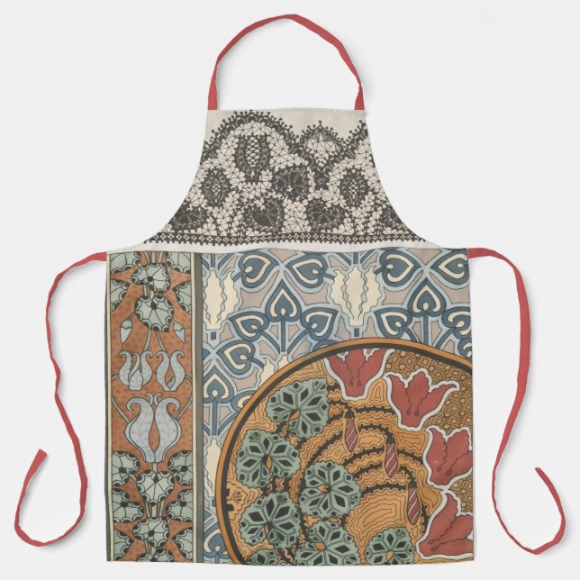 Tablier Art nouveau Cyclamen floral Eugene Grasset elegant (Recto)