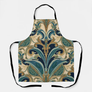 Tablier Art Nouveau Déco Majolique Floral Artisanat Vintag