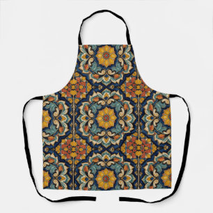 Tablier Art Nouveau Décor Vintage Majolique Floral Artisan