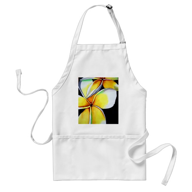 Tablier Art original de la fleur Tropical Jaune Frangipani (Devant)
