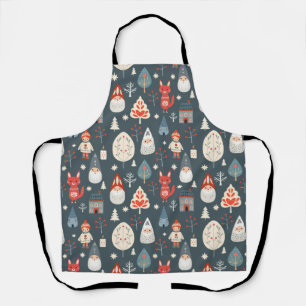 Tablier Art populaire scandinave avec génomes de Noël