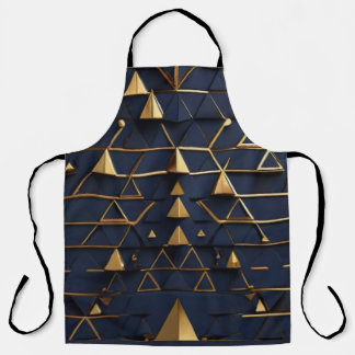 Tablier Art pyramidal bleu foncé et or
