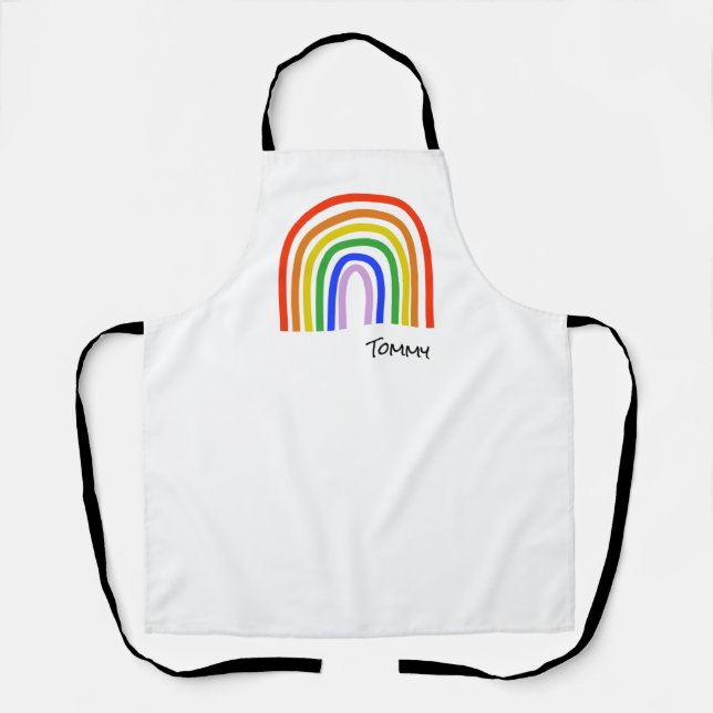 Tablier Artisan Rainbow Heart NAME Amour coloré Amusement  (Recto)