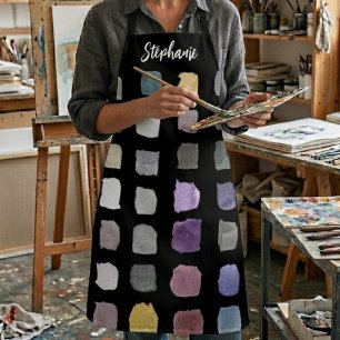 Tablier Artiste Aquarelle Personnalisé Noir