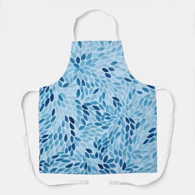 Tablier Artistic Blue Petals Watercolor Pattern (Recto)