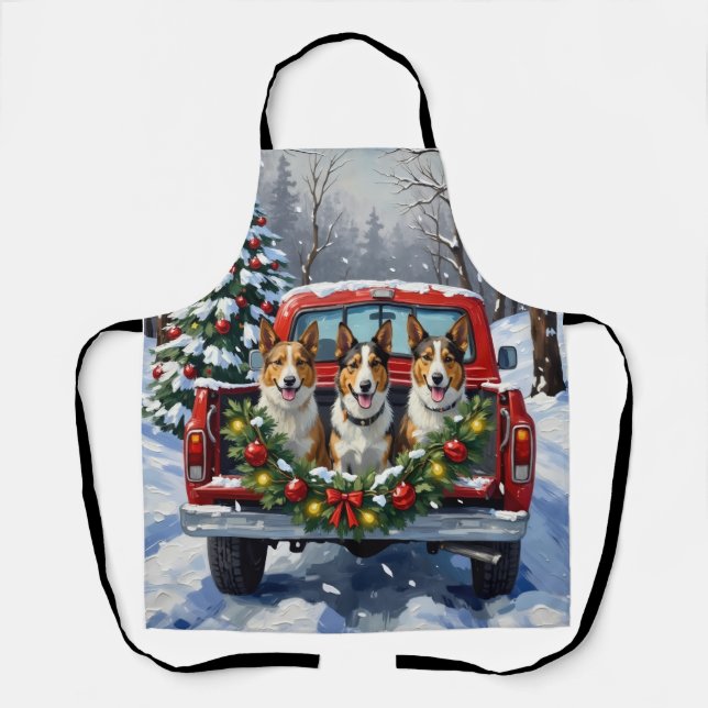 Tablier Australian Kelpie Christmas Red Truck Holiday (Recto)