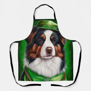Tablier Australian Shepherd dog en tenue de St. Patrick's