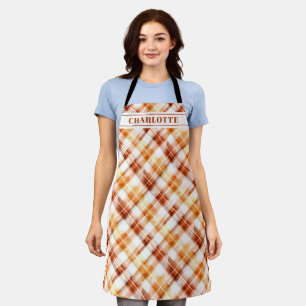 Tablier Automne Aquarelle d'automne Orange Plaid Personnal
