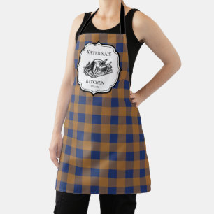 Tablier Automne Automne Orange Bleu Plaid Thankgiving Turq