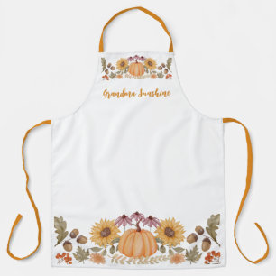 Tablier Automne automne personnalisé Monogramme floral Tha