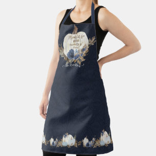 Tablier Automne Blanc Citrouille Russe Feuille Marine Bleu