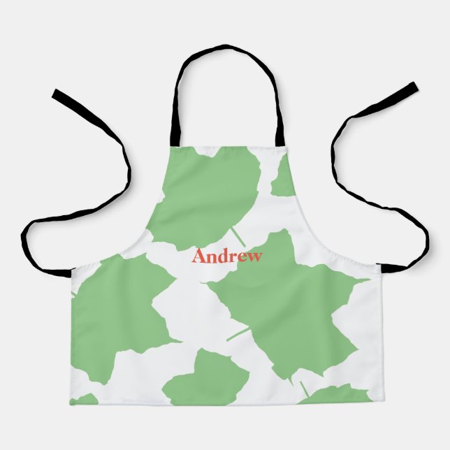 Tablier Automne Feuilles Vert Blanc Automne Thanksgiving N (Recto)