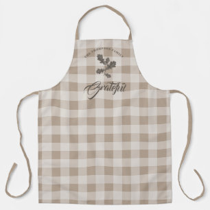 Tablier Automne Gratitude Folio Taupe Plaid