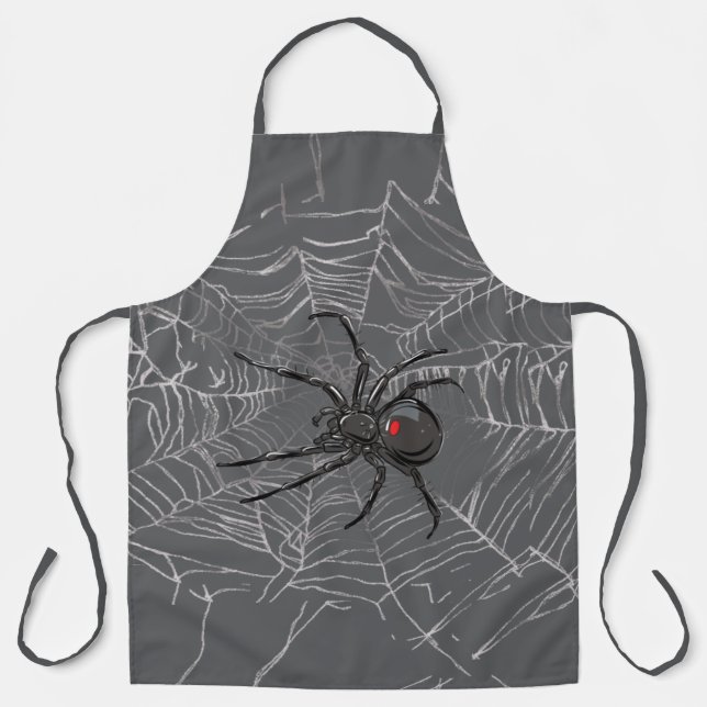 Tablier avec dessin d'araignée veuve noire et toil (Recto)
