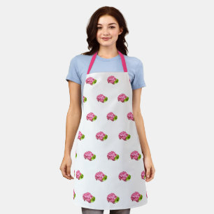 Tablier avec motif d'hydrangea rose vif