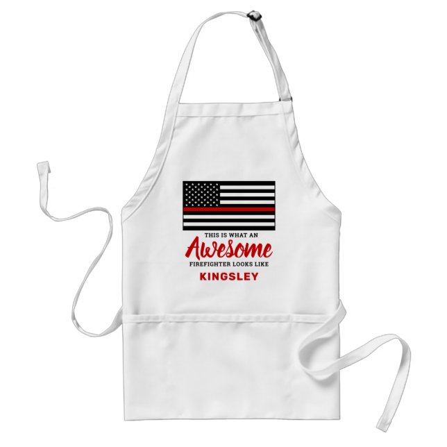 Tablier Awesome Firefighter Mince Red Line BBQ (Devant)