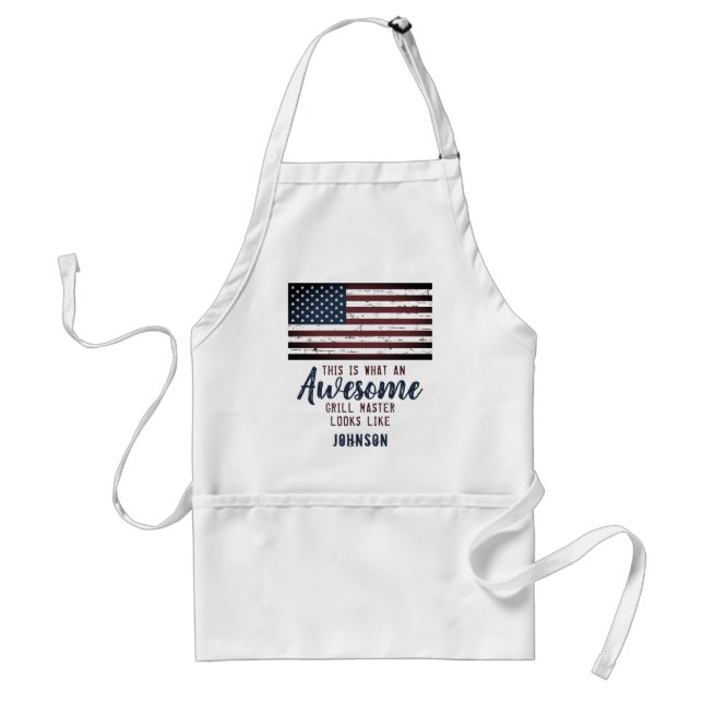 Tablier Awesome Grill Master Patriotique Américain Drapeau (Devant)