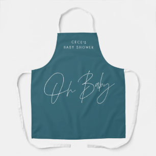 Tablier Baby shower script moderne bold turquoise bleu élé