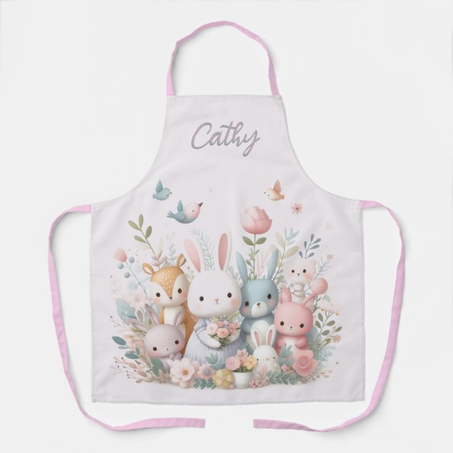 Tablier Baby Woodland Animals rose Tout-En-Tout Imprimer T (Recto)
