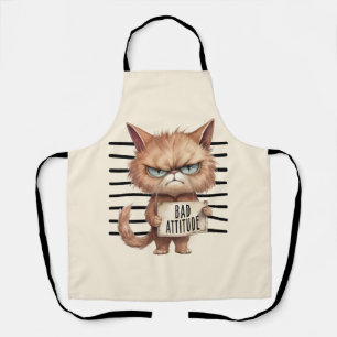 Tablier Bad Attitude Chat Mugshot - Drôle Feline Design