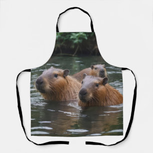 Tablier Baignade des capybaras dans la rivière, 