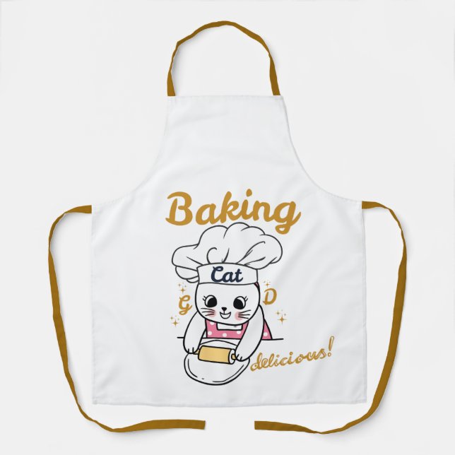 Tablier Baking Cat DELICIEUX Bon Design - Cute Cat Baking (Recto)