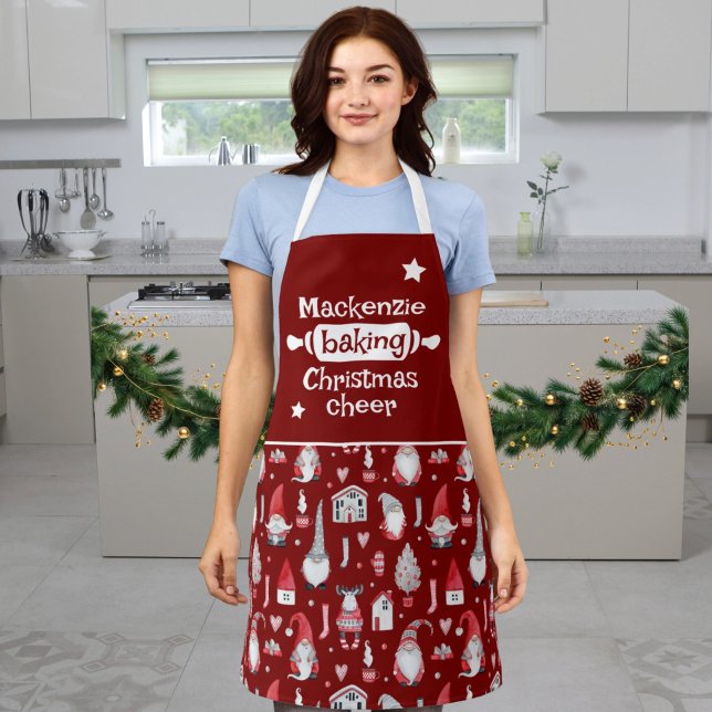 Tablier Baking Christmas Cheval (Baking Christmas Cheer Apron
by Ricaso. Add your own name to this gnome holiday apron)