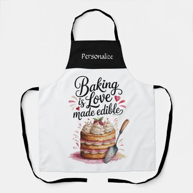 Tablier Baking Is Love Quote Kitchen Baker Personalized (Recto)