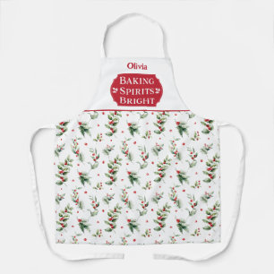 Tablier Baking Spirits brillant Floral Monogramme Noël