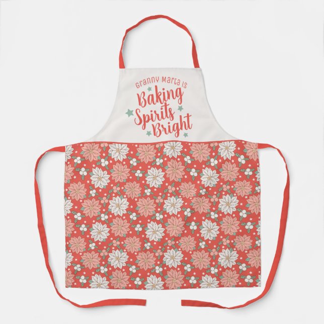 Tablier Baking Spirits brillant Noël Floral Custom (Recto)