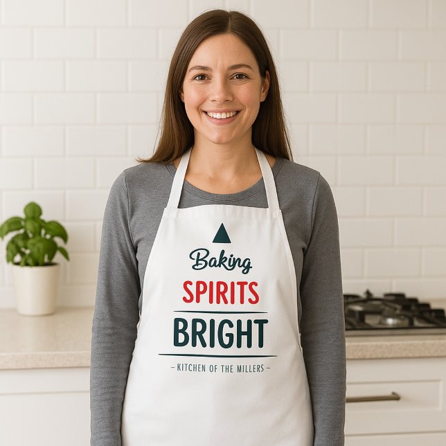 Tablier Baking Spiritueux Bright Christmas Tree Nom person (Créateur téléchargé)