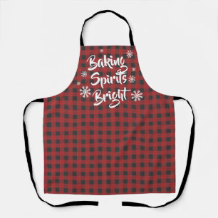 Tablier Baking Spiritueux Rouge brillant Noir Plaid Noël