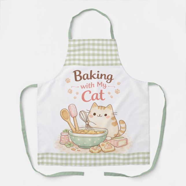 Tablier Baking with My Cat Kawaii Pastel Cute Kitty (Recto)