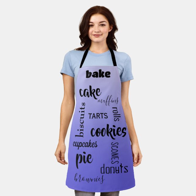 Tablier Baking Words Lavender Kitchen Apron (Porté)