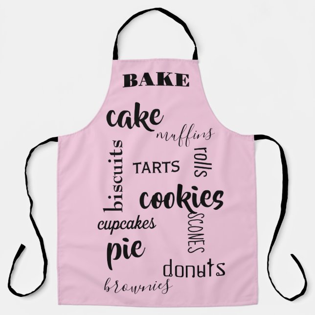 Tablier Baking Words Pink Kitchen Apron (Recto)