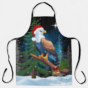 Tablier Bald Eagle portant le chapeau de Père Noël Scène d