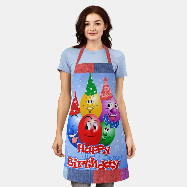 Tablier Ballons d'anniversaire joyeux (Porté)