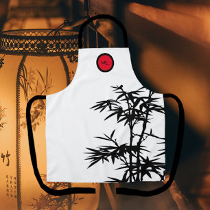 Tablier Bambou Arbre Monogramme Restaurant Style Apron