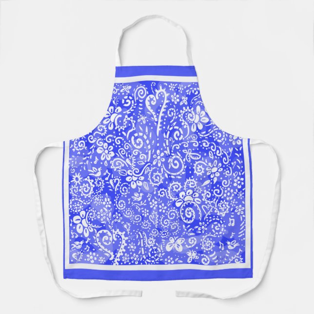 Tablier Bandana Bleu Tout-En-Dessus Imprimé (Recto)