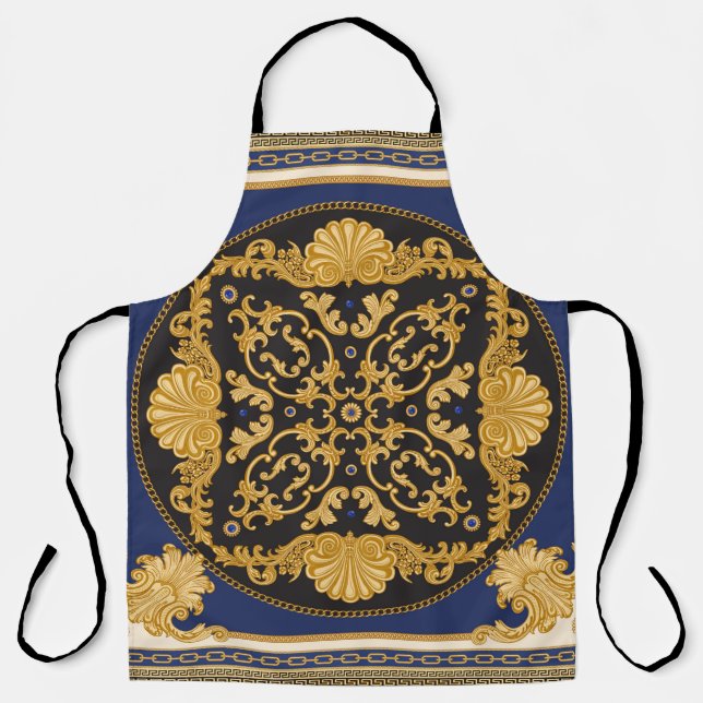 Tablier Bandana Print : Black Blue Gold. (Recto)