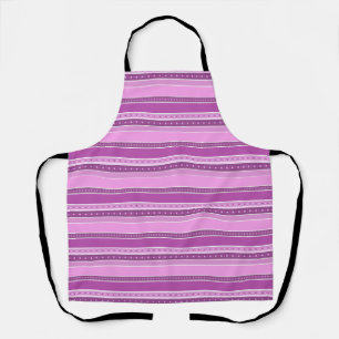Tablier Bandes horizontales lilas rose avec décor pois pol