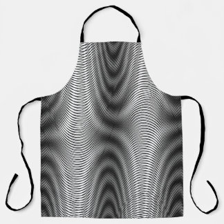 Tablier Bandes Moiré Noir et Blanc - Trippy Abstrait