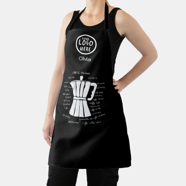 Tablier Bar à café Italien moka pot logo personnalisé noir (Insitu)